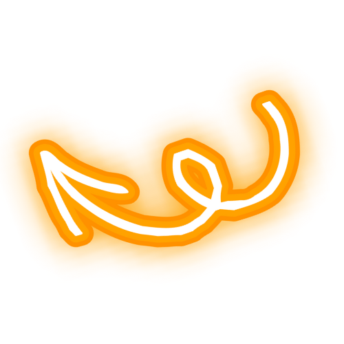 An orange arrow with a white arrow in the middle.